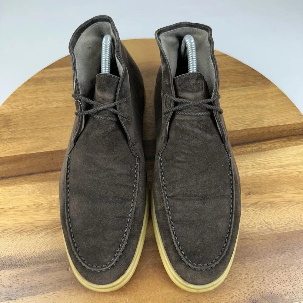 Mens Loro Piana Brown Suede Desert Lace Up Moccasin Chukka Ankle Boots Size 41